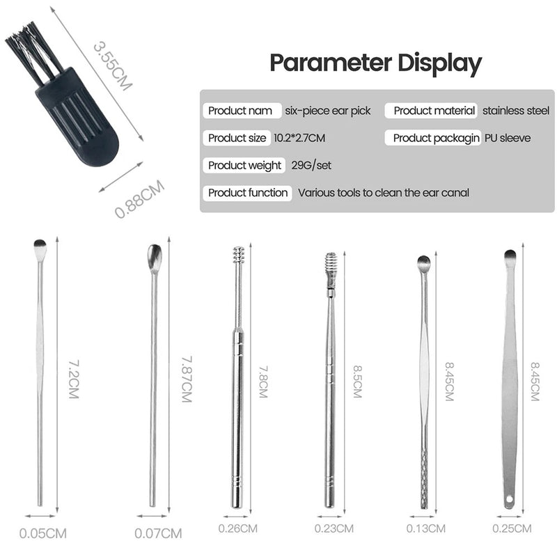 Kit Removedor de Cera Auricular em Aço Inoxidável